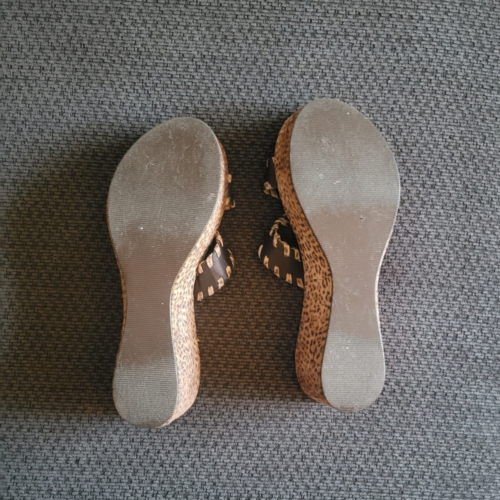 SIZE 8 Sotto Sopra Italian Wedge Sandals! Leather & Leopard! - Picture 3 of 7